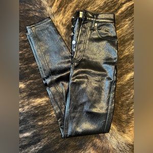 Free People We The Free Phoenix Coated Liquid Black Skinny Jean Pants